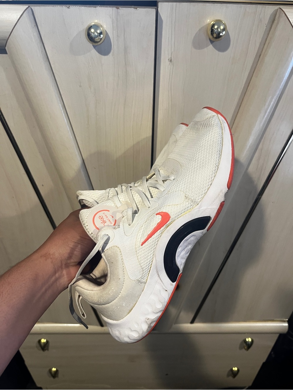 Nike Off-White/Cream Shoe with Coral Swoosh I accept offers.